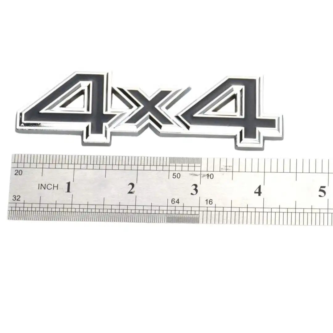 4X4 Four-Wheel Drive Metal Emblem – Chrome Black | Universal Fender, Trunk, or Door Badge