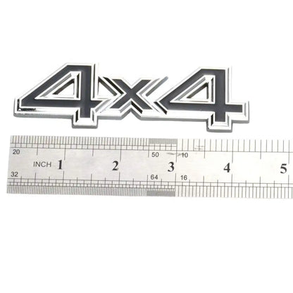 4X4 Four-Wheel Drive Metal Emblem – Chrome Black | Universal Fender, Trunk, or Door Badge
