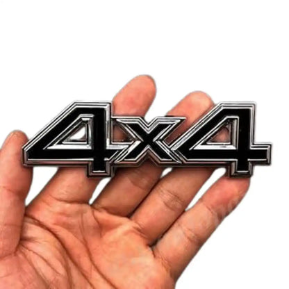 4X4 Four-Wheel Drive Metal Emblem – Chrome Black | Universal Fender, Trunk, or Door Badge