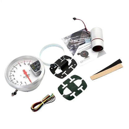 5-Inch Tachometer Gauge (White) – 12V LED RPM Meter with Shift Light for Gasoline Engines