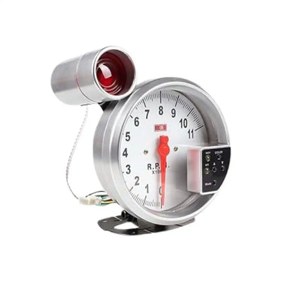 5-Inch Tachometer Gauge (White) – 12V LED RPM Meter with Shift Light for Gasoline Engines