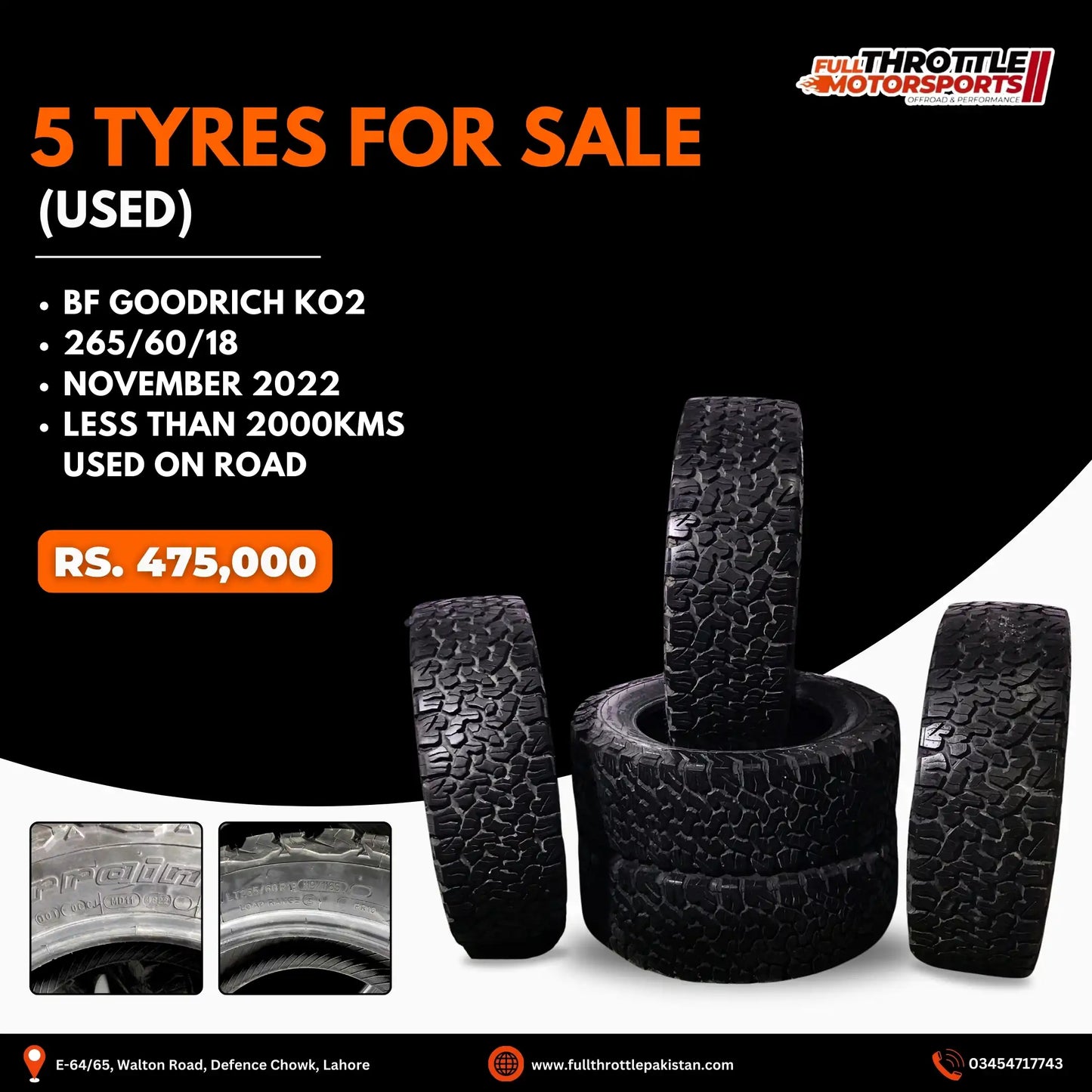 5 Tyres For Sale (Used)