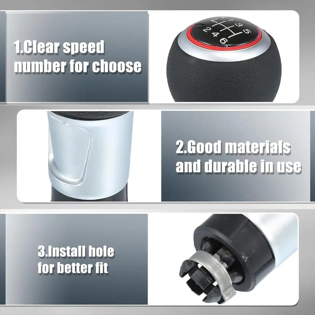 6-Speed Gear Shift Knob for Audi A4/S4/A5/Q5 S-Line | Manual Transmission | Black-Red Design