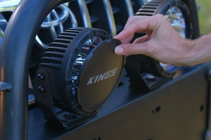 Kings 7" Lethal Driving Lights (Pair) | Lens Covers Included | 1 Lux @ 814m | 12,596 Lumens | IP68 and IP69K | 3mm Powder-Coated Brackets