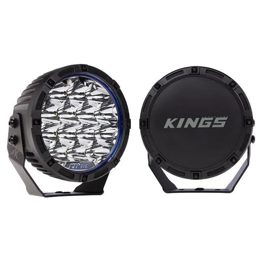 Kings 9" Lethal Driving Lights (Pair) | Lens Covers Included | 1 Lux @ 1,212 M | 16,362 Lumens | IP68 and IP69K | 3mm Powder-Coated Brackets