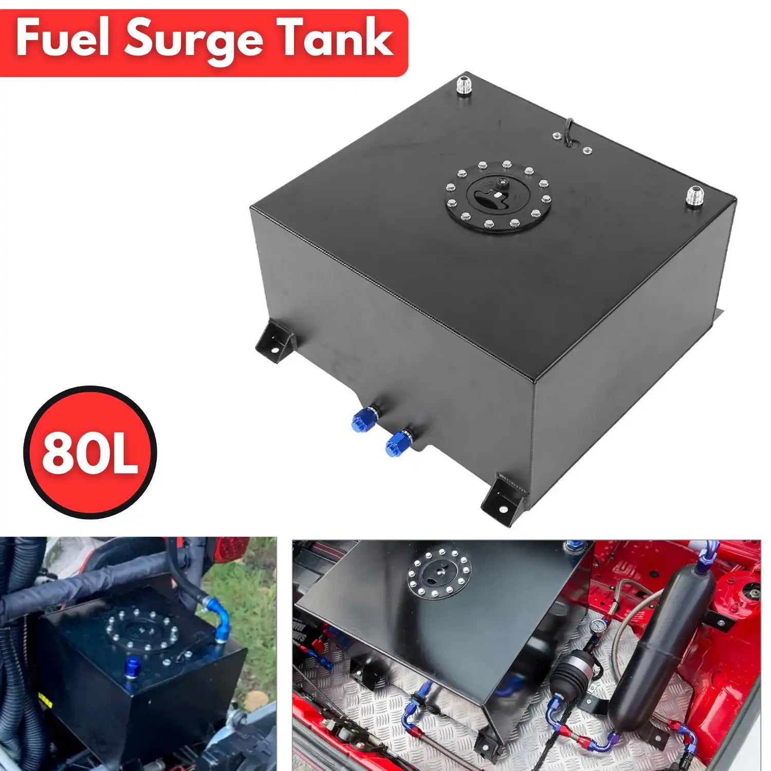 80 Liter Aluminum Racing/Drift Fuel Cell Tank + Level Sender Black