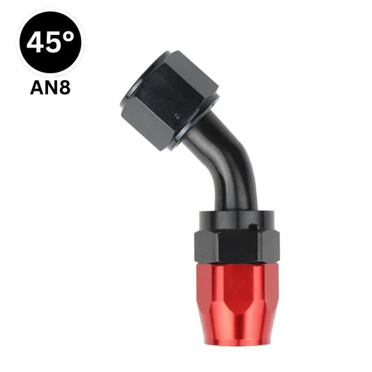 8AN 45 Degree Swivel Hose End Fitting Oil Tube Adapter for Braided CPE Fuel Line Hose Black & Red