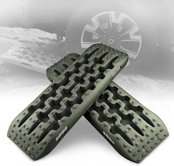 Offroad Recovery Track Boards Sand, Mud, Snow Traction Tracks - Olive Green