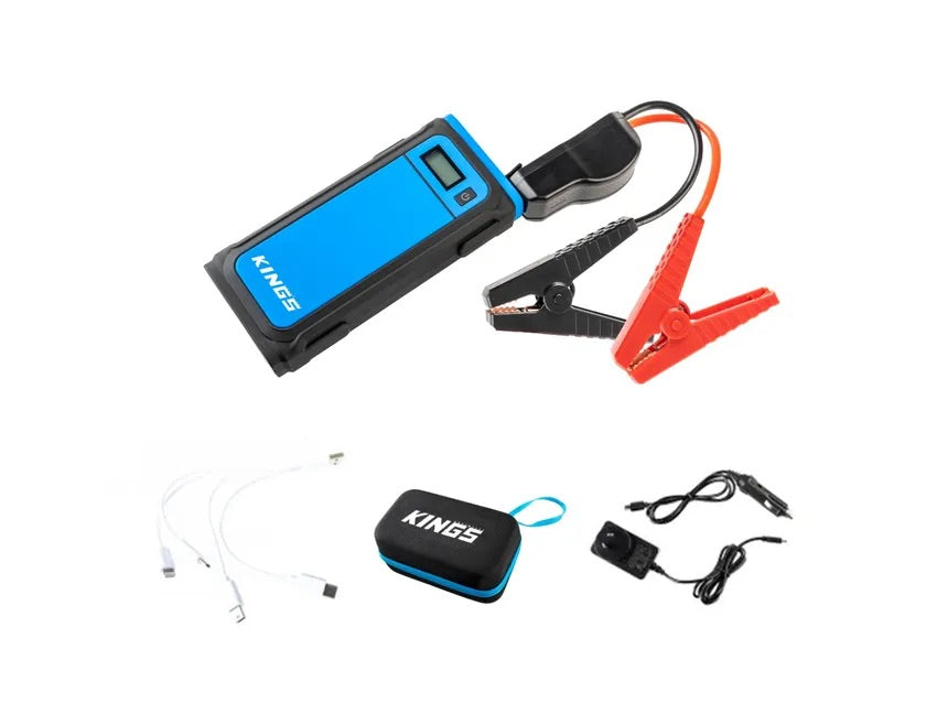 Kings 1000A Lithium Jump Starter Kit | 1000 AMP Max Output | 12,000mAh Battery Capacity | Twin USB outlets | In-built LED torch | Included accessories