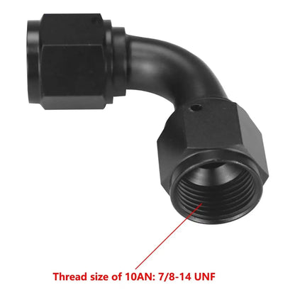 AN10 Female to Female 90 Degree Aluminium Fuel Hose Fitting Adapter