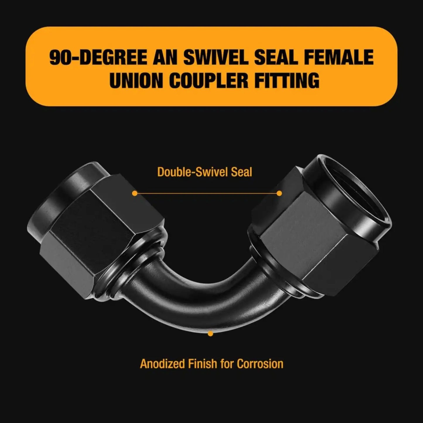 AN10 Female to Female 90 Degree Aluminium Fuel Hose Fitting Adapter