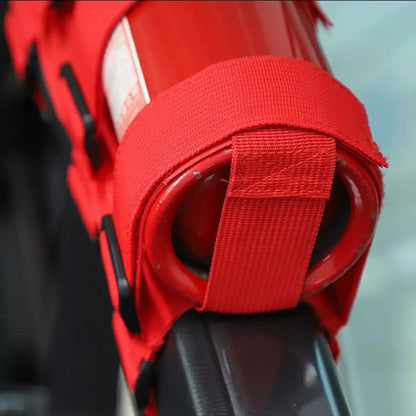 Adjustable Roll Cage Fire Extinguisher Holder Mount Belts Red