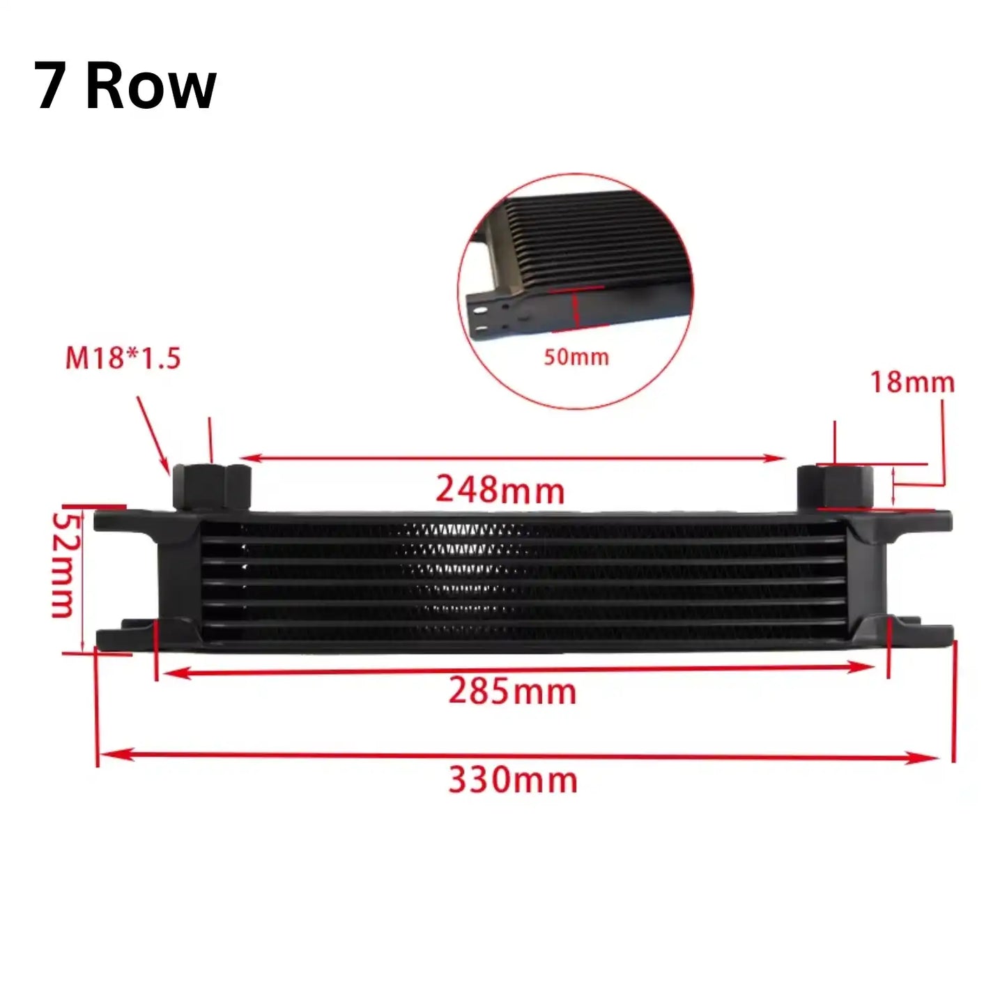 Aluminium Engine Transmission Oil Cooler 7 Row Dimensions