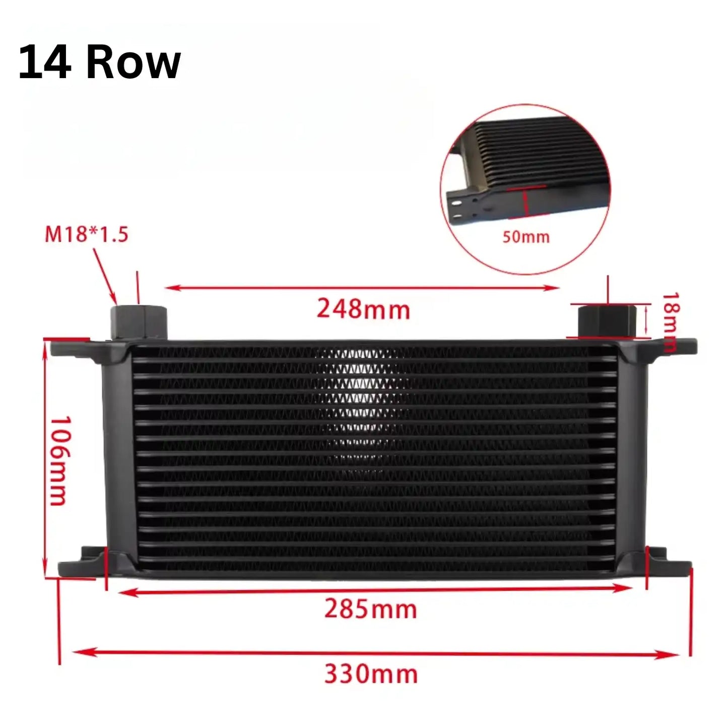 Aluminium Engine Transmission Oil Cooler 14 Row Dimensions