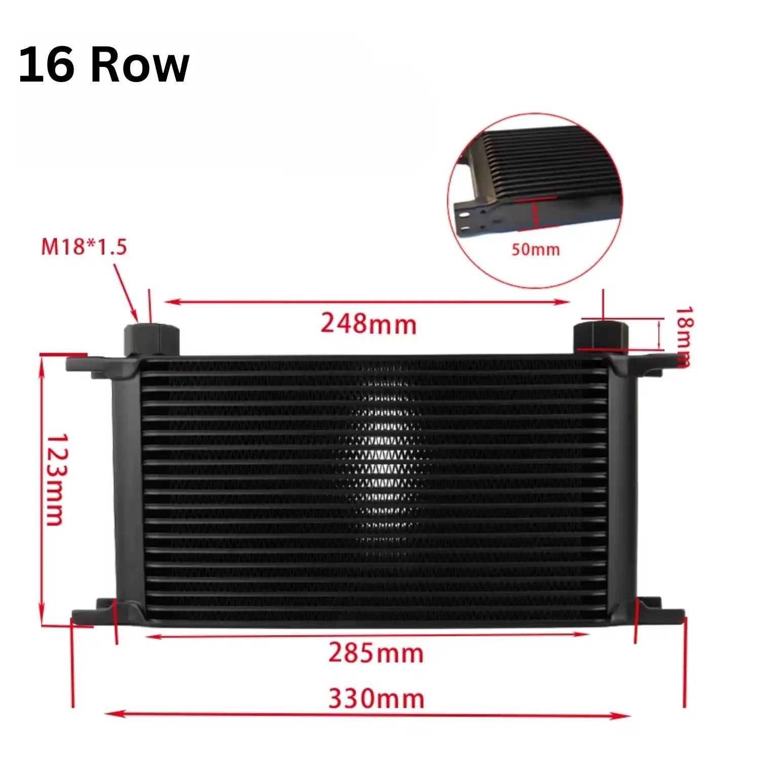 Aluminium Engine Transmission Oil Cooler 16 Row Dimensions