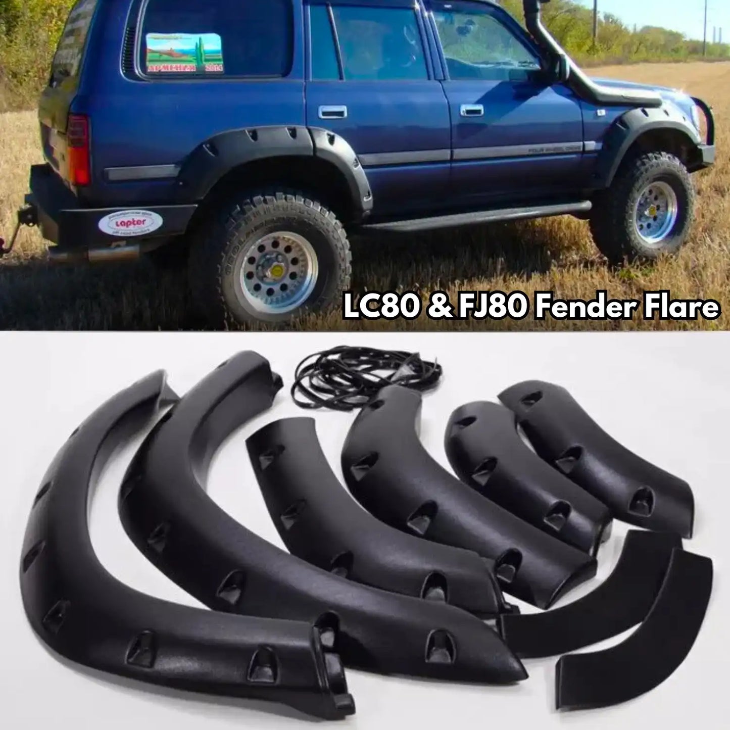 Black Fender Flares For Toyota Land Cruiser LC80 FJ80 Wheel Arches Wide Body