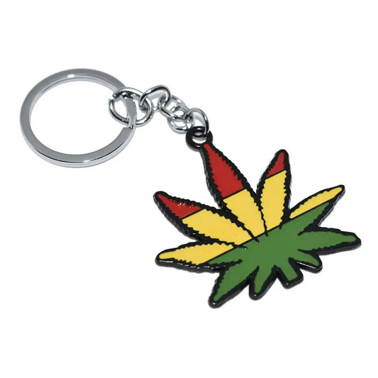 Multi Color Leaf Keychain – 420-Inspired Metal Leaf Charm for Cars, Bikes & Bags