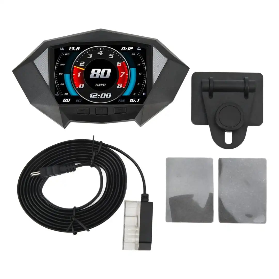 Car HUD Display with OBD2 + GPS + Slope Meter  Digital Speedometer with TFT Display