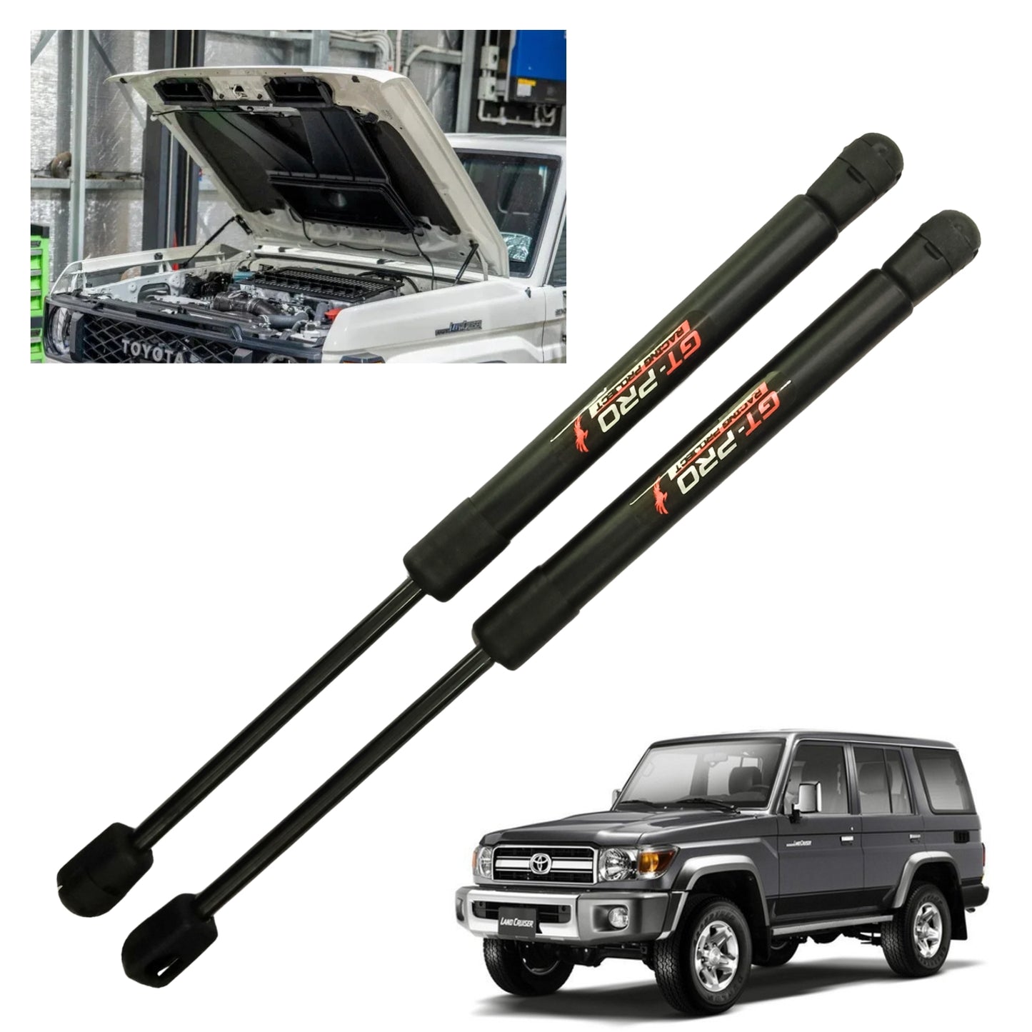 Front Bonnet Hood Gas Strut Damper Conversion Kits For Toyota Land Cruiser 70 Series LC70 LC75 LC76 LC78 LC79