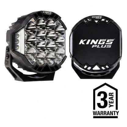 Kings Plus 7" Lethal Pro Driving lights | Covers Included | 1 Lux @ Over  1,100 M| 11,000 Over Lumens | IP68, IP69K, IK08 and CISPR25 approved | Die Cast Aluminium Brackets