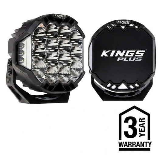Kings Plus 9" Lethal Pro Driving lights | Covers Included | 1 Lux @ Over 1,400 M | 16,000 Over Lumens | IP68, IP69K, IK08 and CISPR25 approved | Die Cast Aluminium Brackets