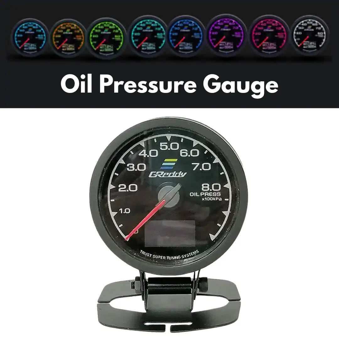 Greddy Oil Pressure Gauge - Multi LCD Digital Display Racing Meter 7 Colors