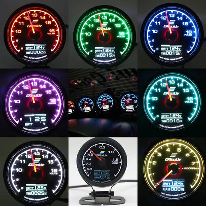 Greddy Oil Pressure Gauge - Multi LCD Digital Display Racing Meter 7 Colors