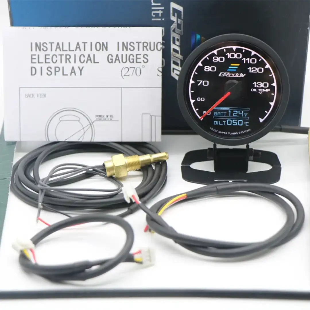 Greddy Oil Temp Gauge - Multi LCD Digital Display Racing Meter 7 Colors