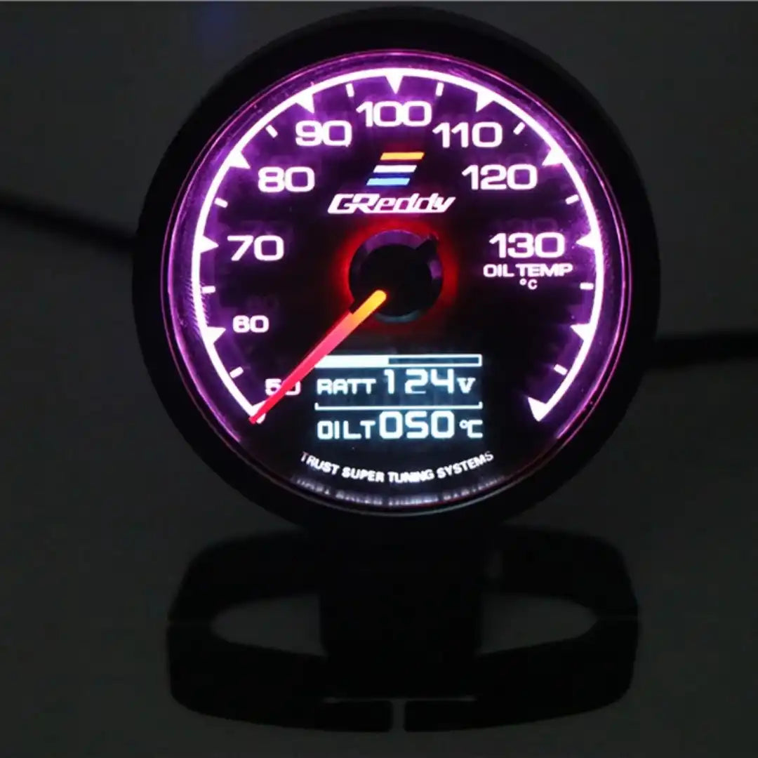 Greddy Oil Temp Gauge - Multi LCD Digital Display Racing Meter 7 Colors
