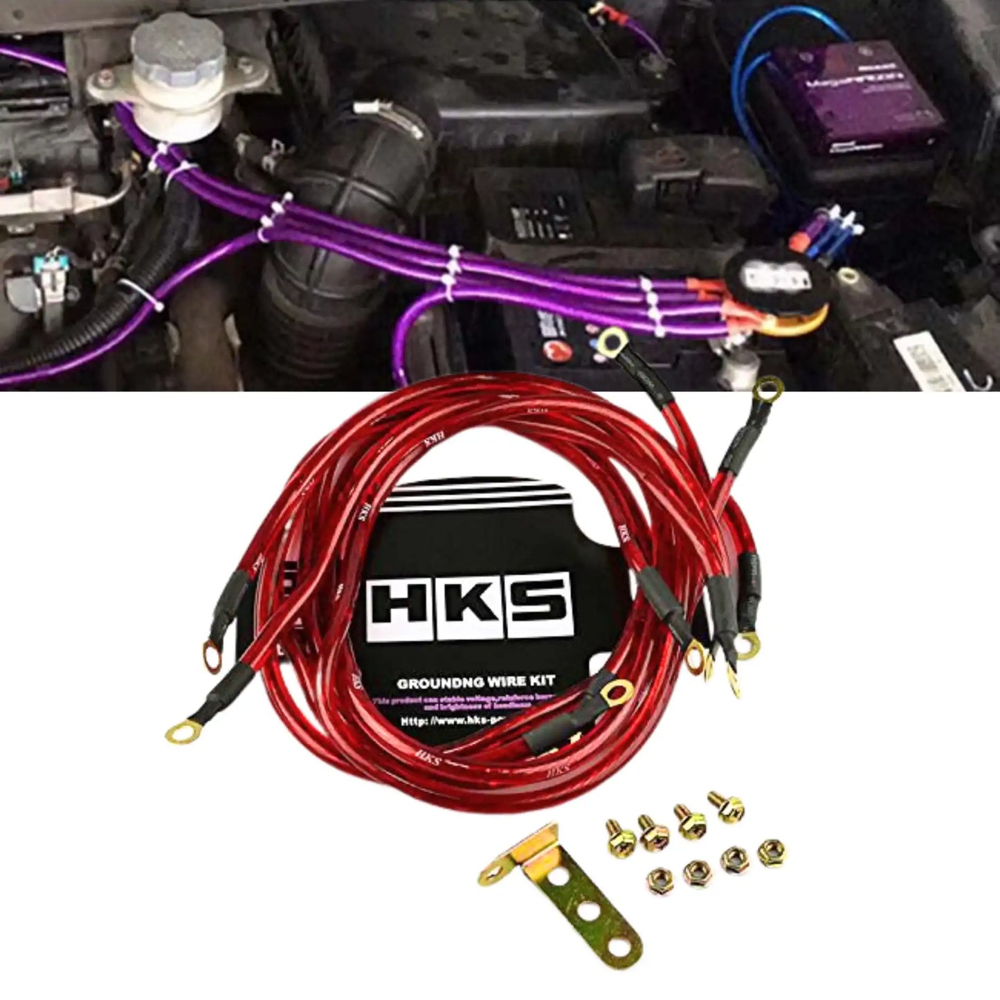 HKS 5 Point Grounding Wiring Cable Red