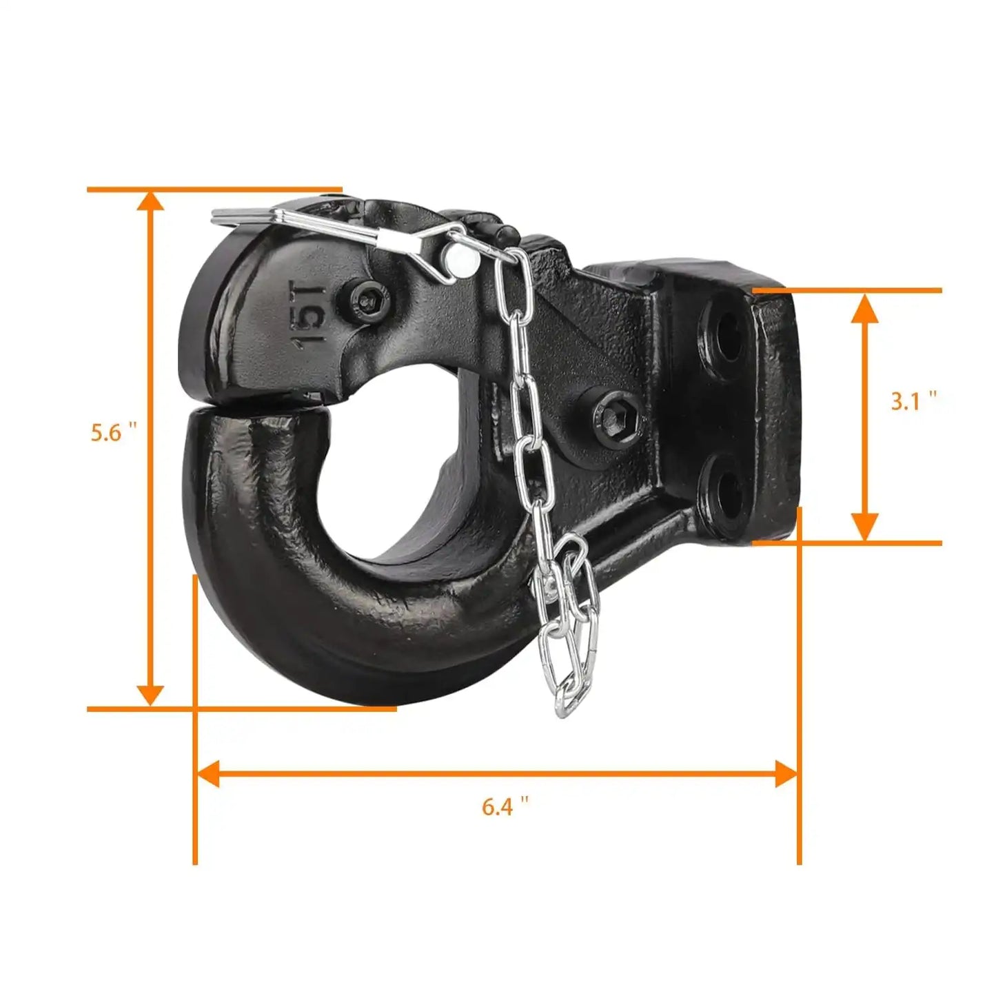 Heavy Duty 5 Ton 10,000 Lbs Solid Pintle Tow Hook For Car