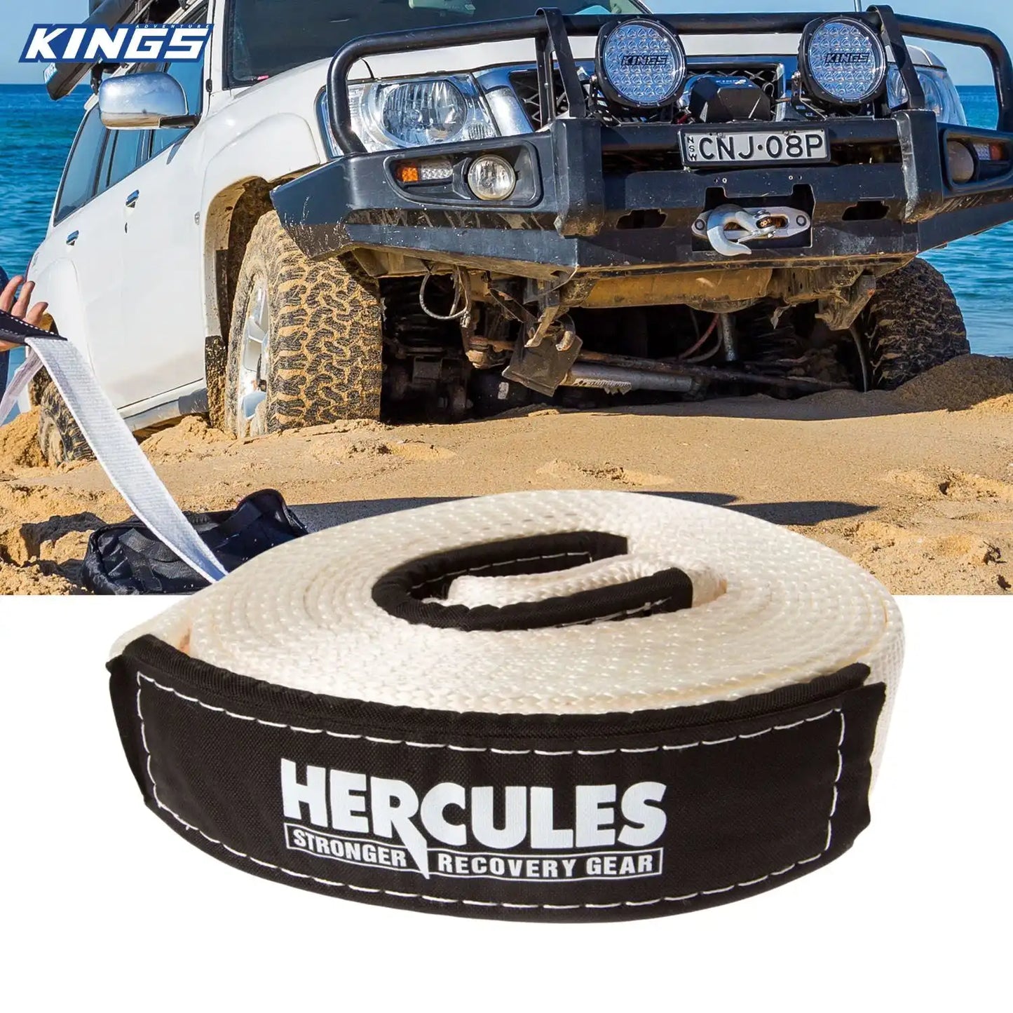 Hercules Snatch Strap 4WD Recovery Tow 8000kg Nylon Strap 8T Pull Adventure King