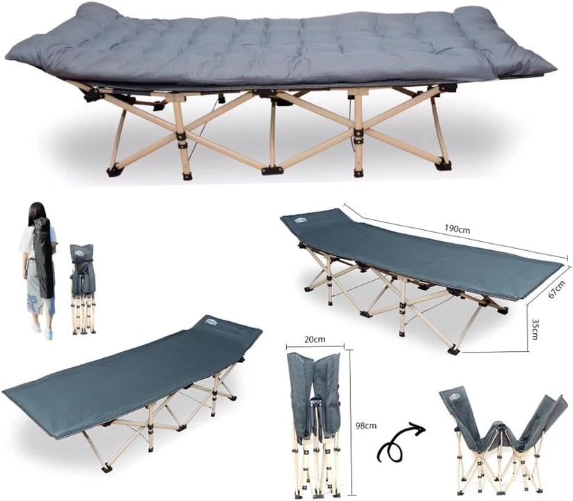 Hercules Heavy Duty Single Folding Camping CotGuest Bed With comfy Mattress + Bag