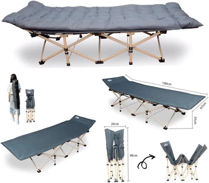 Hercules Heavy Duty Single Folding Camping CotGuest Bed With comfy Mattress + Bag