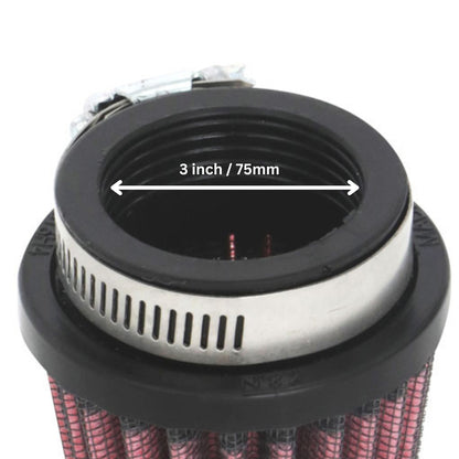High-Flow Universal Cone Shape Air Filter- 3 inch  75mm