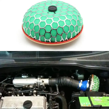 High Flow Air Intake Mushroom Filter – 3.15" Washable Honeycomb Style (Green)