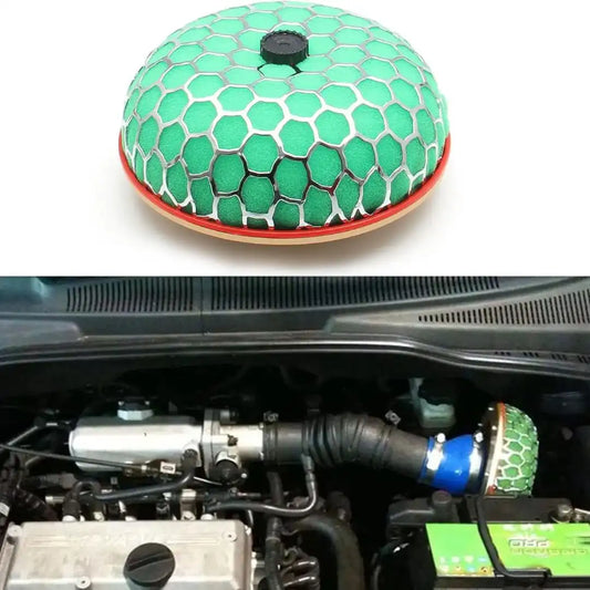 High Flow Air Intake Mushroom Filter – 3.15" Washable Honeycomb Style (Green)