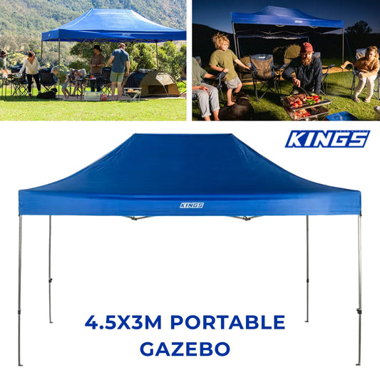Kings 4.5x3m Portable Gazebo Heavy-Duty Steel Frame | UPF50+ | 420D Polyester