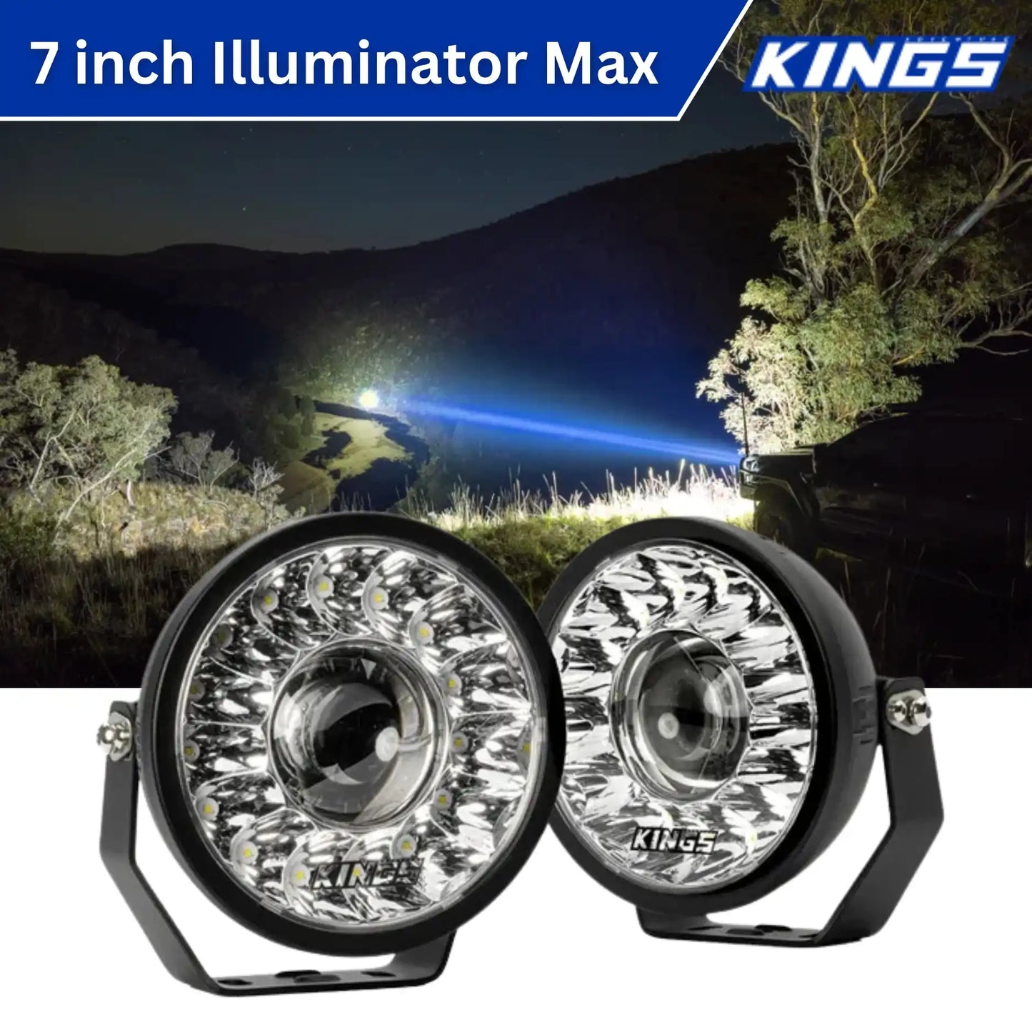 Kings 7 inch Illuminator Max LED Driving Lights (Pair)