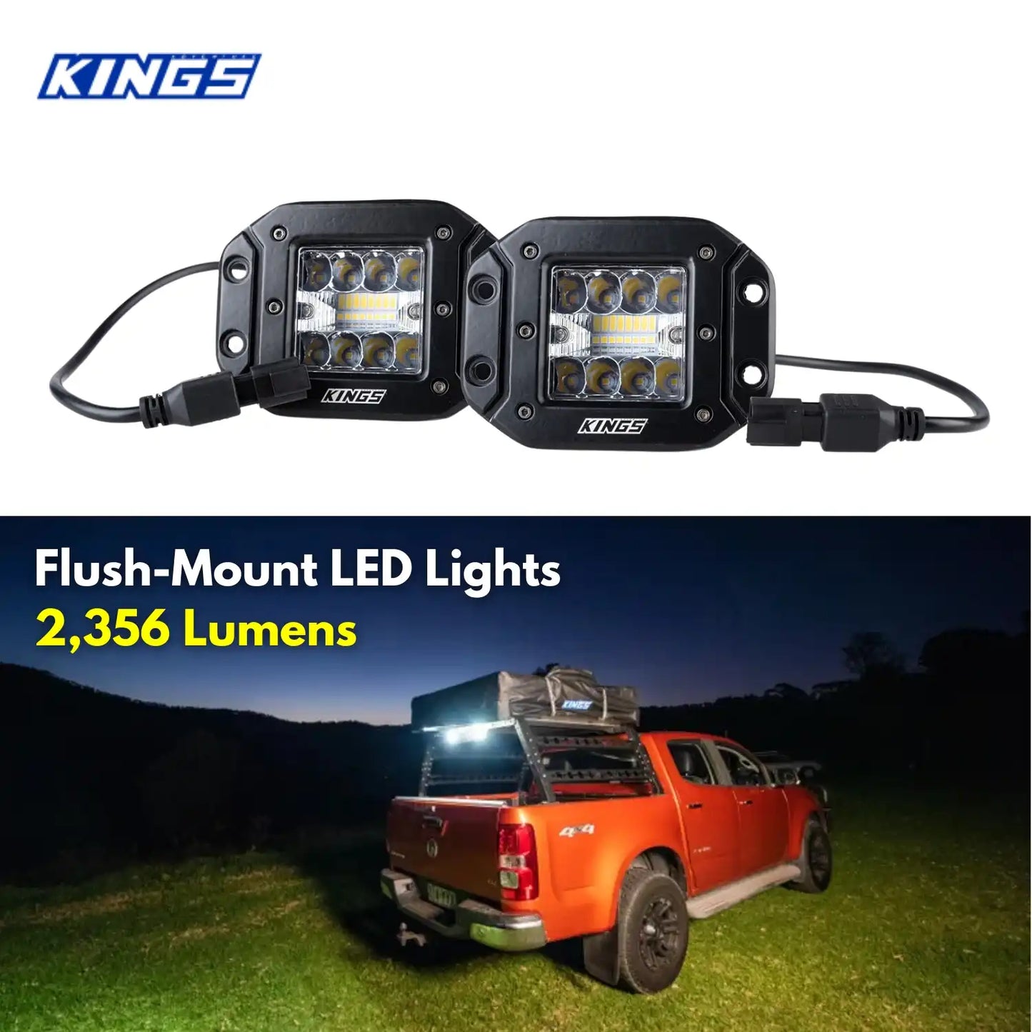 Kings Flush-Mount LED Worklights (Pair) | 2,356 Lumens