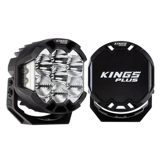 Kings Plus 7" Lethal Pro Driving lights | Covers Included | 1 Lux @ 1,056 M| 14,294 Lumens | IP68, IP69K, IK08 and CISPR25 approved | Die Cast Aluminium Brackets