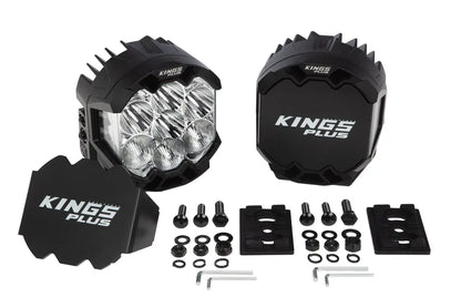 Kings Plus 7" Lethal Pro Driving lights | Covers Included | 1 Lux @ 1,056 M| 14,294 Lumens | IP68, IP69K, IK08 and CISPR25 approved | Die Cast Aluminium Brackets