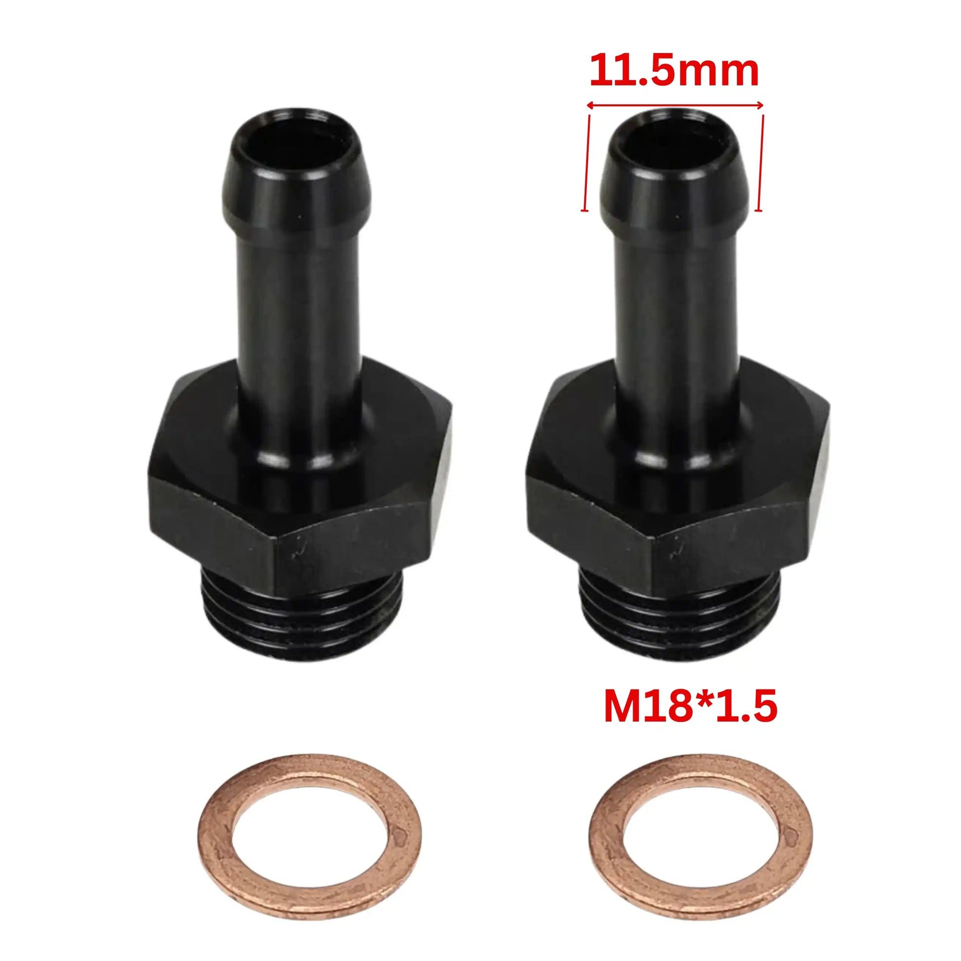 M18 x 1.5 - Fuel Hose Fitting Adapter - Black