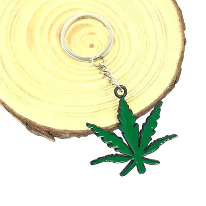 Marijuana Weed Leaf Keyring – Green Metal Cannabis Keychain