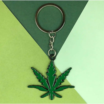 Marijuana Weed Leaf Keyring – Green Metal Cannabis Keychain