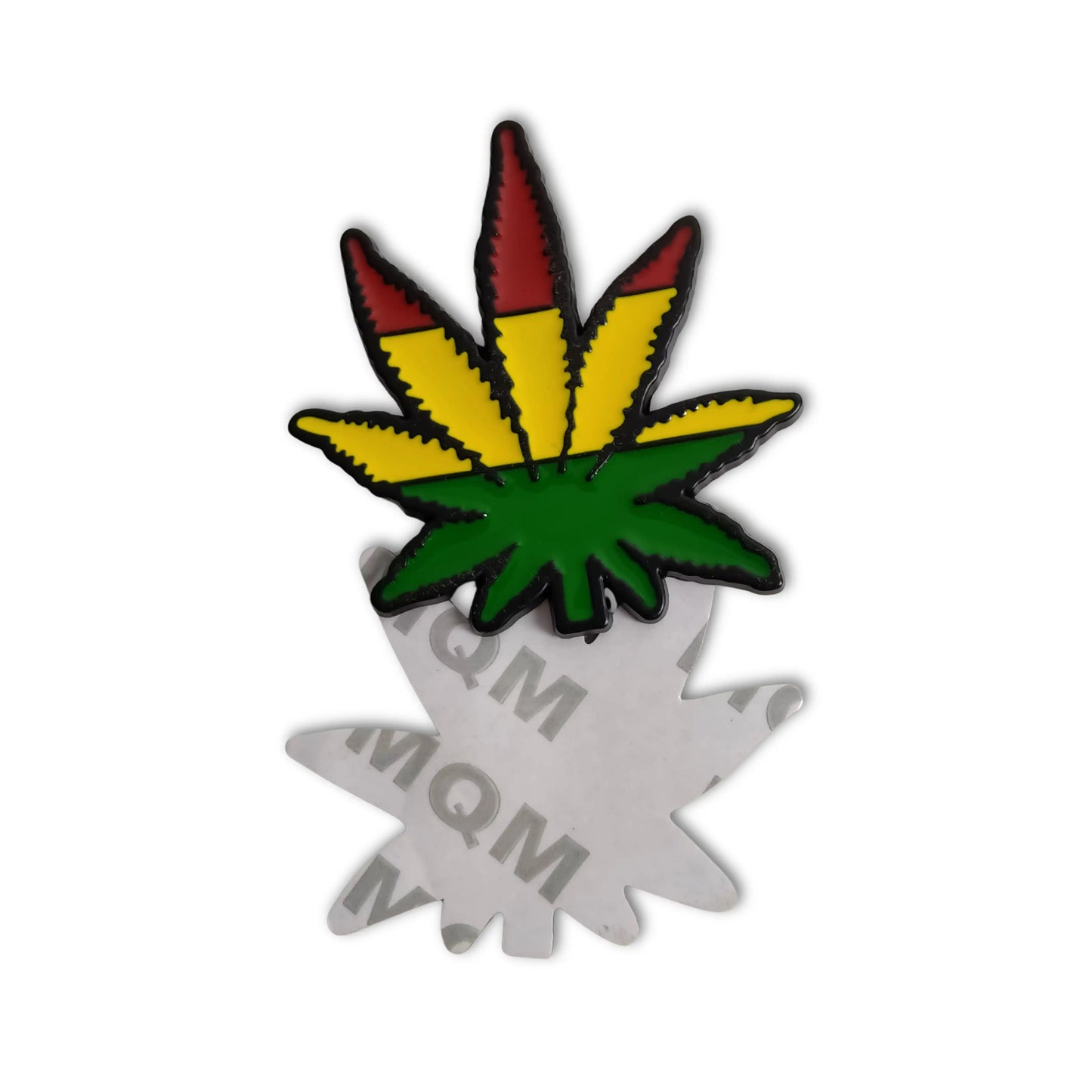 Multi Color Rasta Leaf Metal Sticker For Cars and Bikes
