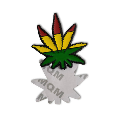 Multi Color Rasta Leaf Metal Sticker For Cars and Bikes