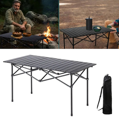 Folding Camping Table With Roll-Up Tabletop