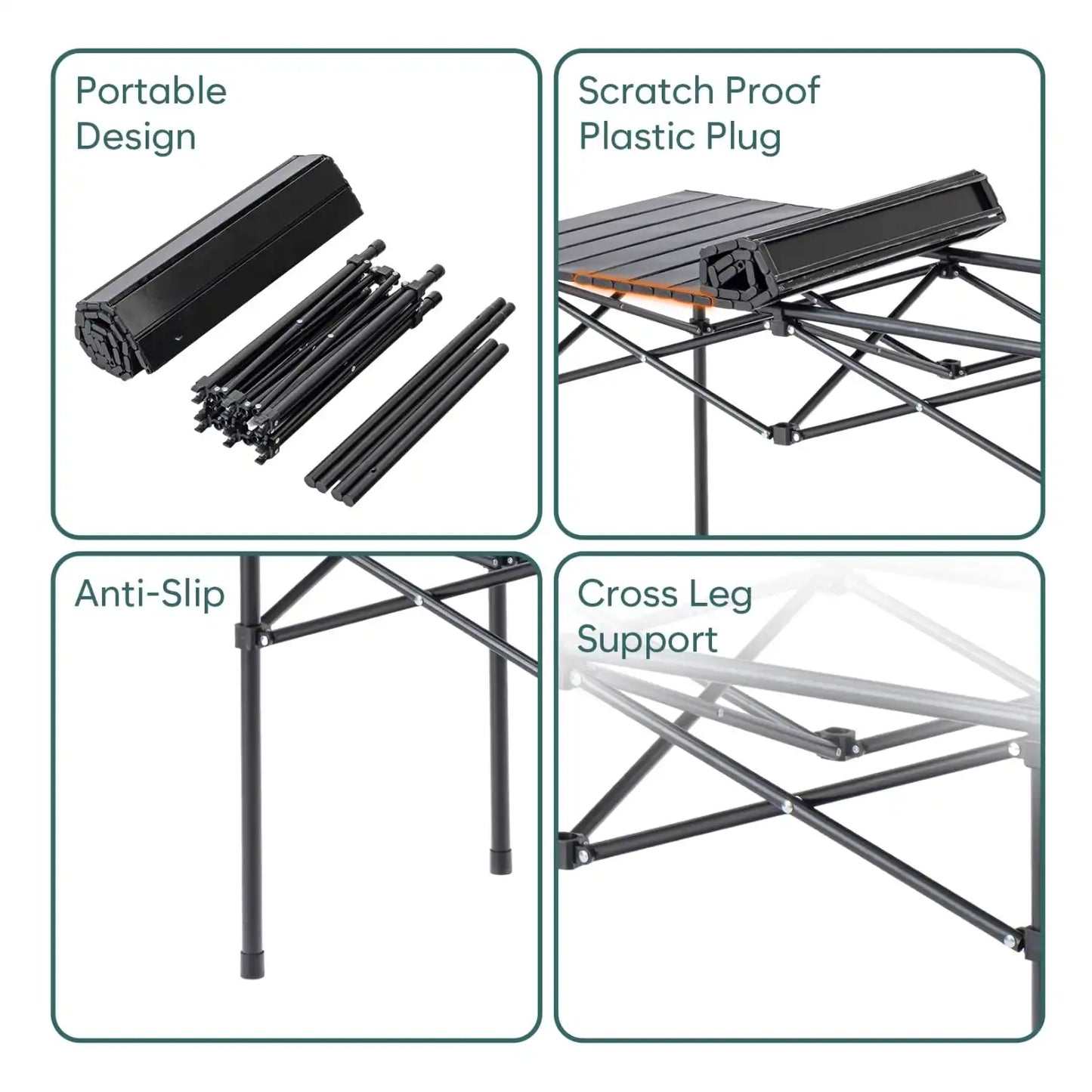 Multipurpose Folding Camping Table With Roll-Up Tabletop | Portable Outdoor Table for Camping, Hiking, Picnic & BBQ