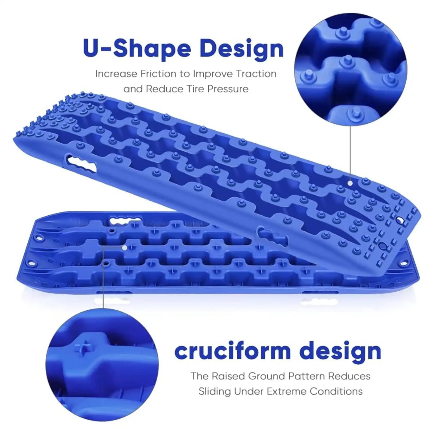 Offroad Recovery Track Boards Sand, Mud, Snow Traction Tracks - Blue